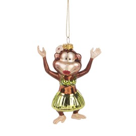 Beachcombers 4" Glass Hula Monkey Ornament