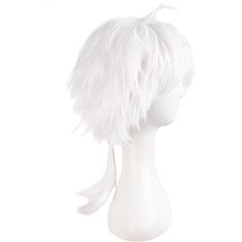 1 Piece Of White Wig And 1 Piece Of Hair Net, Men'S Wig, Role-Playing Accessories, Short Wigs, Party Wigs.