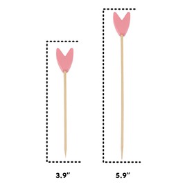 BambooMN Premium 5.9" Decorative Green Tulip End Cocktail Fruit Sandwich Picks Skewers for Catered Events, Holiday's, Restaurants or Buffets Party Supplies, 100 Pieces