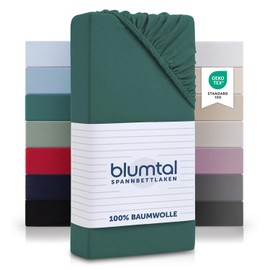 Blumtal® Baumwolle Spannbettlaken 90x200 cm Basics Jersey - Bettlaken 90x200 cm - Oeko-TEX zertifiziertes Spannbetttuch 90x200 cm - Matratzenbezug 90x200 cm - Bettbezug - Leintuch - Silver Pine