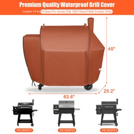 QuliMetal Grill Cover for Pit Boss Competition Series 1600, Pro Series 1600 Elite Wood Pellet Grill, PB1600CS, PB1600PS2, PB1600PSE, 600D Waterproof Fade Resistant Pit Boss 1600 Grill Cover, Brown
