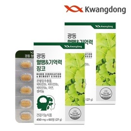 Guangdong Blood Flow Memory Ginkgo 60 tablets 2 boxes (4 months supply) Ginkgo Leaf Extract Vitamin B / 광동 혈행 기억력 징코 60정 2박스(4개월분) 은행잎추출물 비타민B