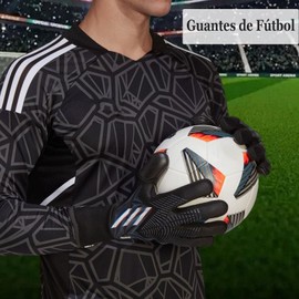 2pcs Guantes de Fútbol - Guantes de Fútbol para Jóvenes con Calcetines Deportivos de Futbol Transpirables Guantes Portero de Fútbol de Látex para Hombres Profesionales para Adolescentes(Negro, 8)