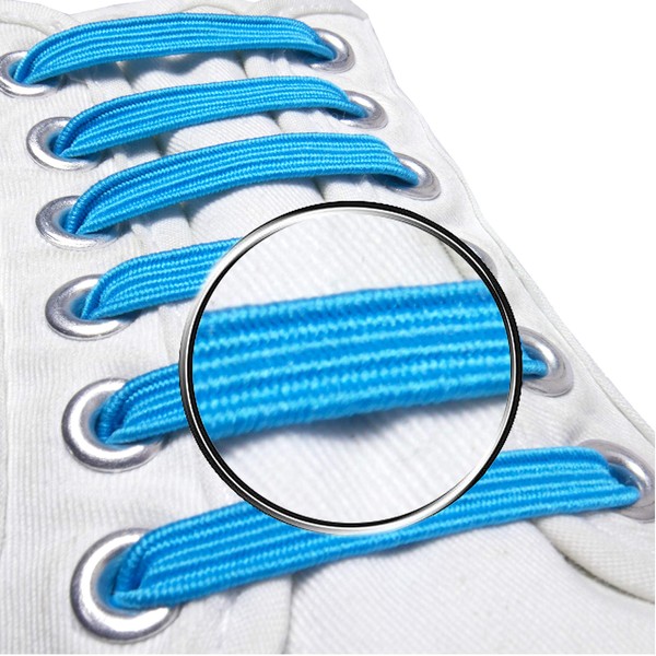 Pack of 20 elastic laces without ties, Light Blue (Small)