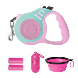 LIEVUIKEN Retractable Dog Leash Automatic Telescopic Tractor Dog Tape, Pet Tape 10/16 FT Durable and Convenient, with Folding Bowl, Dispenser, Rubbish Bags, Suitable for Small and Medium Dogs