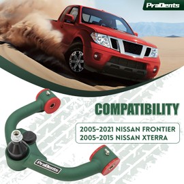 Front Upper Control Arms for 2005-2021 Frontier, 2005-2015 Xterra, 2-4" Lift Suspension Tubular Arms with Ball Joint, Replacement OEM Factory Suspension Arms, Wrinkle Green
