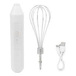 Portable Cordless Electric Egg Beater Handheld USB Charging Milk Frother with Stainless Steel Whisk Electric Milk Frother Cordless Hand Mixer Handheld Electric Foam Maker (White)