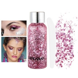 Body Glitter Gel Liquid Glitter Festival Glitter Chunky Glitter Long Lasting Sparkling DIY Crafts Pink