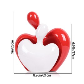 Ceramic Love Statue, Couple Hug Sculpture, red and White Home Decor, Modern Home Decor, Love Symbol Statue on Living Room Shelf, Wedding Gift Set of 2