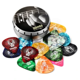 Donner Guitar Picks Set of 16 Varying Thicknesses Colorful Variety, colorful