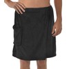 Leisureland Men's Plush Fleece Wrap, Spa Gym Bath Wrap Black