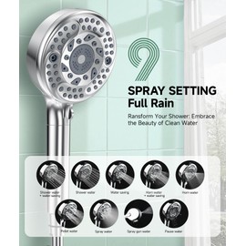 SunCleanse Filtered Shower Head with Handheld, 9-Spray Setting Detachable Showerhead with Filters, Shower Head for Hard Water - Filtered Chlorine, Improve Skin and Hair Texture, Chrome