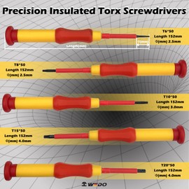 WEDO Insulated Phillips Precision Screwdriver, Professional Phillips Screwdriver, VDE 1000V, Size 2.5×152mm, PH00*50, CR-V Steel, IEC 60900