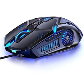 Smaige Gaming Mouse Wired,6 Buttons, 4 Adjustable DPI Up to 3200 DPI, 7 Circular & Breathing LED Light, Multifunction Wired Mouse Used for Games and Office (Black)