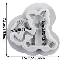 MINFEIDMS Silikonformen Für Fondant Mit Katzenmotiv, Tier-Bonbon-Form, Fisch-Form Zum Dekorieren Von Kuchen, Cupcake-Topper, Schokolade, Blütenpaste, Polymer-Ton