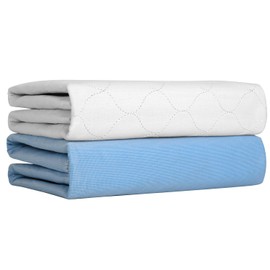 Ultra Soft Quilted Washable and Reusable Incontinence Bed Underpads, 34"X36" (2 Pack), Waterproof Sheet and Mattress Protectors