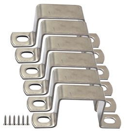 Faspiroty 6pcs M35x35 304 Stainless Steel Square Tube Clamps U Tube Clips Buckle U Brackets Seat Clamps Silver