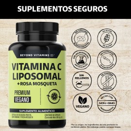 Vitamina C Liposomal 300 Mg Premium Con Rosa Mosqueta - Vitamina C Capsulas - Antioxidante - Vitaminas Mujer / Hombre - 60 Cápsulas Veganas