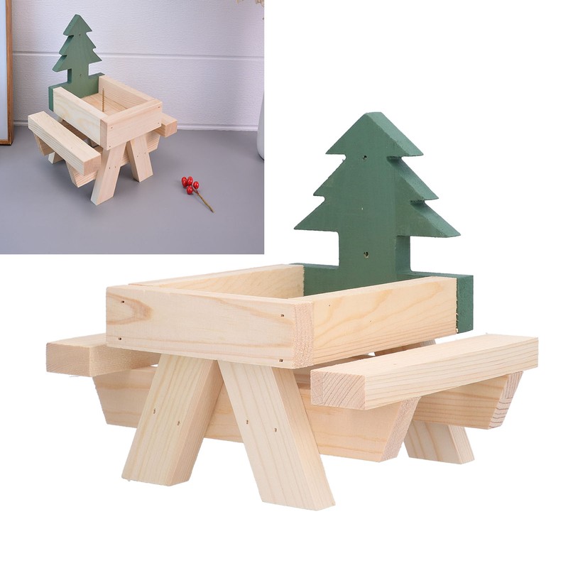 Squirrel Picnic Table Wooden Funny Squirrel Feeder with Corn Cob