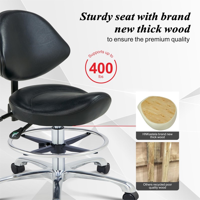 Saddle Chair Rolling Saddle Stool with Back Support, Esthetician Chair