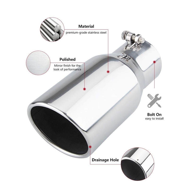 LCGP 3.5" Diesel Exhaust tip, 3.5''x5''x12'' Stainless Steel Exhaust Tailpipe