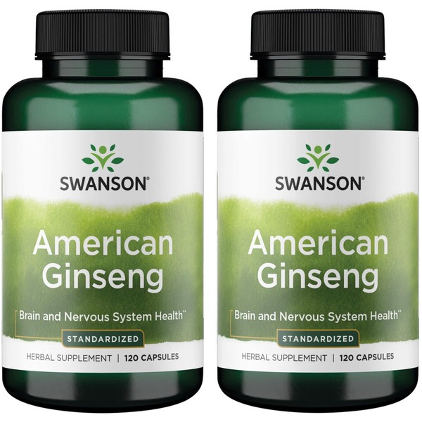 Swanson American Ginseng (Standardized) 300 Milligrams 120 Capsules (2 Pack)