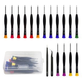 JTMKYO 18 Pcs Mini Screwdriver Set with 1 Transparent Storage Box, Multifunctional Magnetic Screwdriver Set, Various Small Screwdriver Set, Suitable for Watches, Mobile Phones and Laptops