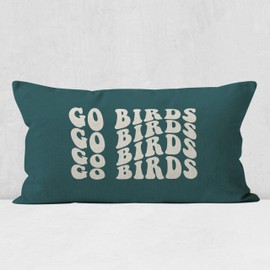 Mancheng-zi Trendy Groovy Go Birds Football Pillow Covers,Football Throw Pillow Covers 12x20,Football Fan Gifts,Football Pillows,Football Gift（Light Green