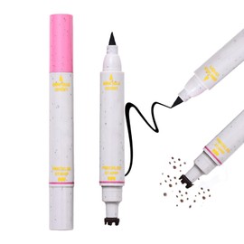 2 in 1 Long Lasting Soft Spot Pen Glitter Fake Freckle Stamp and Eyeliner Pencil, Natural Lifelike Freckle Stamp and Black Liquid Eyeliner Makeup (ESPRESSO)