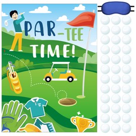 Cholemy 38 Pcs Golf Party Games Par Tee Time Pin the Golf Ball on the Hole Game Poster Stickers with Blindfolds Golf Game Party Decorations for Boy Girl Women Golf Birthday Party Supplies Decoration