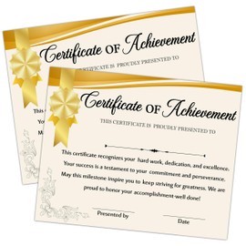 Gold Certificate of Achievement, 25 Pcs Medals Certificate of Completion, Award Certificates for School Students Teachers Employees, End of Year Ceremony Party Decorations Supplies -05