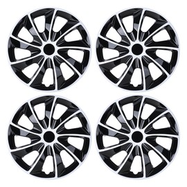 CPW 17’’ Wheel Rim Cover Hubcaps Universal Snap On Car Truck SUV Car Accessories ABS & PC Material Replacement Hub Caps Set of 4 (17 Inch-White Lacquer & Black Lacquer)