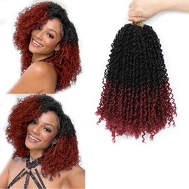 Passion Twsit Hair 8 Inch - 1B/Bug Yankee Twist Crochet Hair 10Packs Passion Twist Braiding Hair Prelooped Mini Spring Twist Crochet Hair for Black Women(8 Inch,1B/Bug)