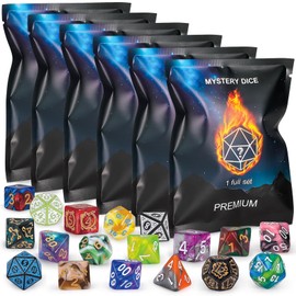 QMAY Mystery Dice, 6 Set of 7 Polyhedral Dice, Gaming Dice, DND RPG MTG, Table Games (42)