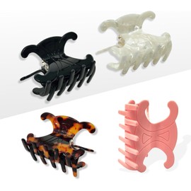 Pinzas de acetato para el pelo (paquete de 4) - Pinzas de mariposa medianas con sujeción segura para recogidos, pinzas de alta calidad y duraderas (7 x 4,2 cm)