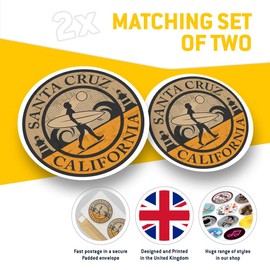 Vinyl Stickers (Set of 2) 7.5cm - Santa Cruz California Surf Beach #5075