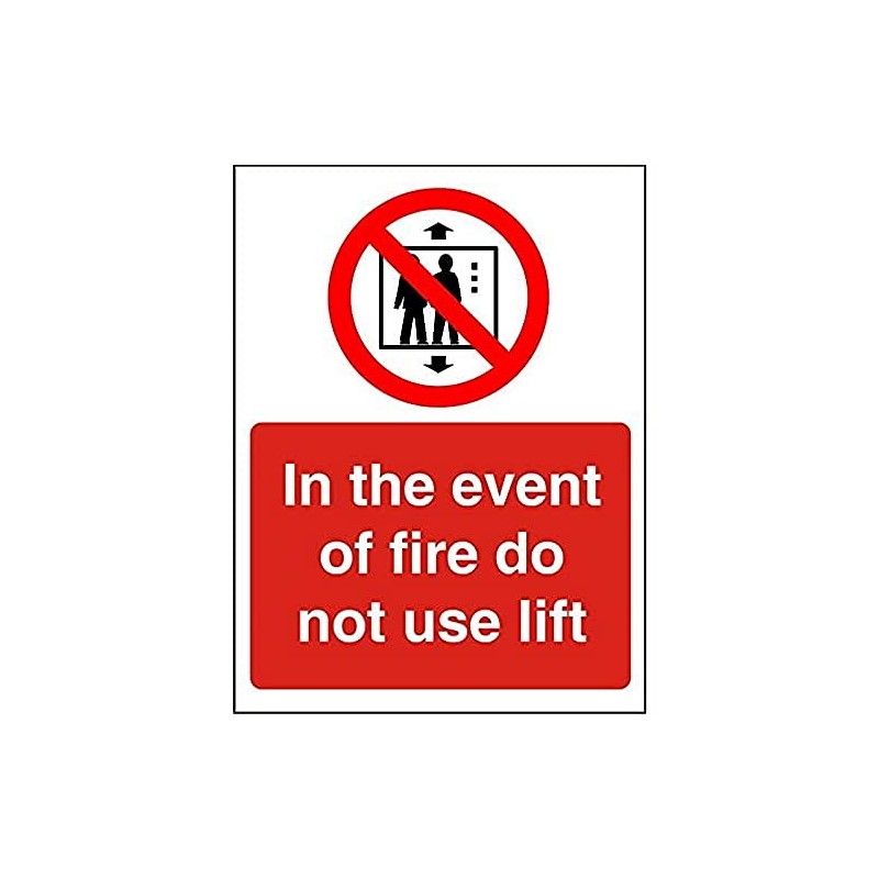 Seco in Event of Fire Do Not Use Lift Sign,