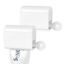 Linkidea 2 Pack Wall Mounted Manual Toothpaste Tube Squeezer, Rotatable Squeeze Toothpaste Dispenser, Punch Free Toothpaste Tube Sheet Holder (White)