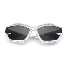 SA106 Y2K Sport Fashion Geometric Vented Oversized Wrap Around Plastic Sunglasses - White - Black