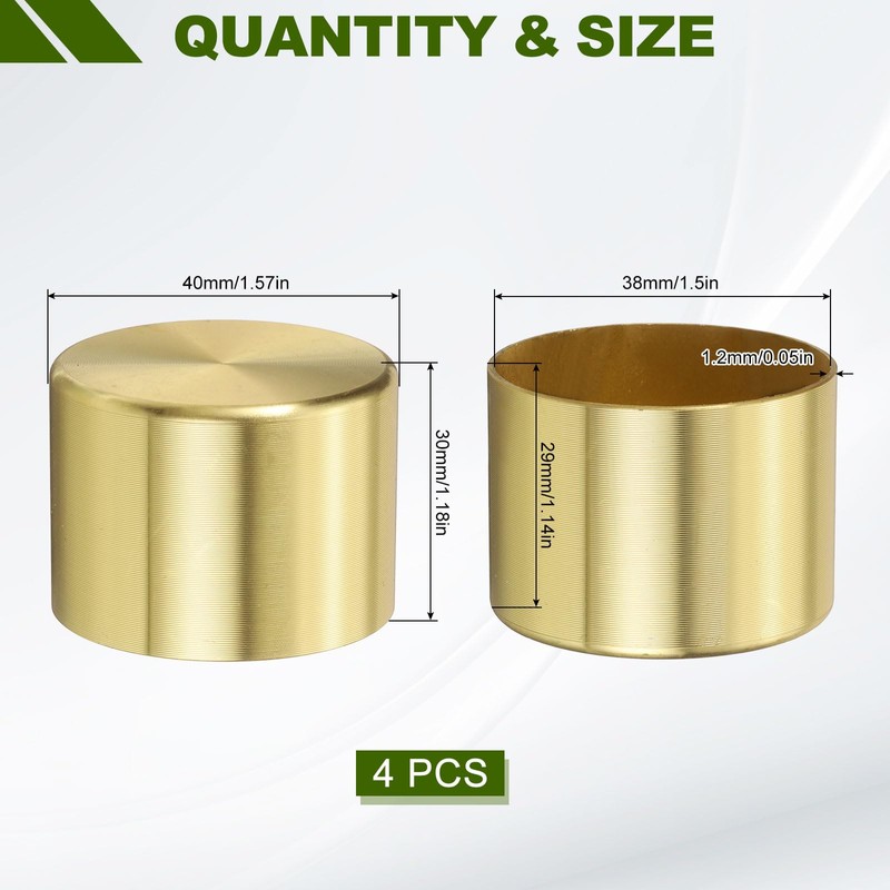 sourcing map 4Pcs Metal Furniture Feet Cover, 1.5 x 1.14