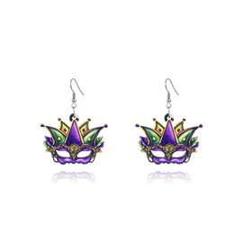 LKingel Mardi Gras Earrings for Women Mardi Gras Drop Earrings Wooden Mardi Gras Dangle Earrings Mardi Gras Costume Accessories for Women (Style6)