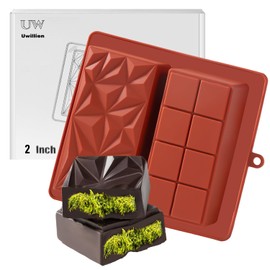 UWILLION Chocolate Mold - Deep Dubai 2 Inch Pistachio Silicone Thick Mold for Stuffed Bar, Large Candy Bar Mold for Filling