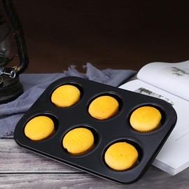 Hahhhha 2 Pcs 6 Cup Muffin Pan Set,Non Stick Muffin Baking Tray,Heat Resistant Cupcake Tray, Easy to Use Mince Pie Baking Tray,Baking Tray for Pudding Pie,Cupcake,Muffin,Brownie ﻿