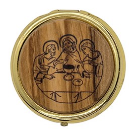Venerare 2" Pyx for Holy Communion with Olive Wood Medallion (Last Supper)