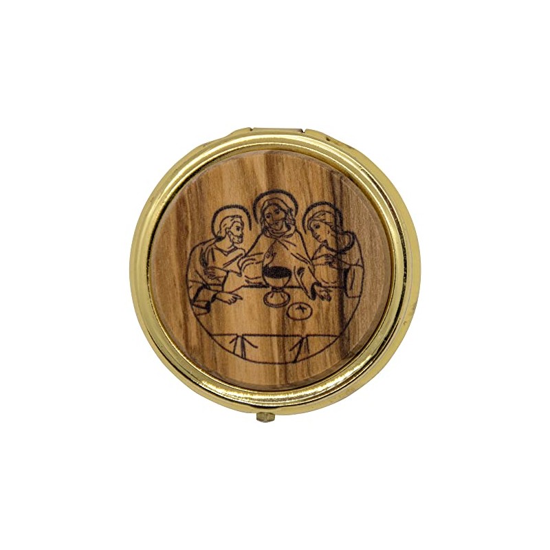 Venerare 2" Pyx for Holy Communion with Olive Wood Medallion