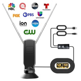 Indoor TV Antenna for Smart TV, Omni Directional Long Range Reception Digital HD Antenna Without Cable, Support 4K/8K/1080p for Free Local Channels, with Super Signal Booster (1PCS Black)