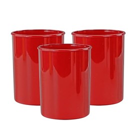 Reston Lloyd Small Utensil Holders, 3-Piece Small Set, Multipurpose Cookware Storage Crock, Kitchen Countertop & Office Desk Organization, Durable & Food Safe BPA-Free Plastic, Red
