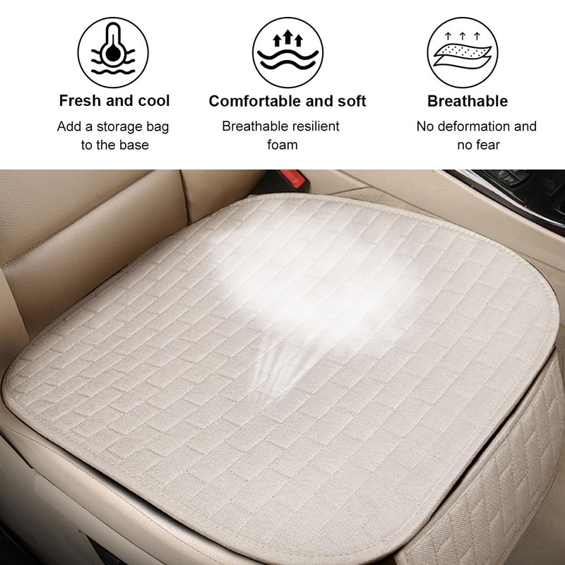 KVAEY Linen Back Car Seat Cover, Anti-Slip Long Bottom Rear