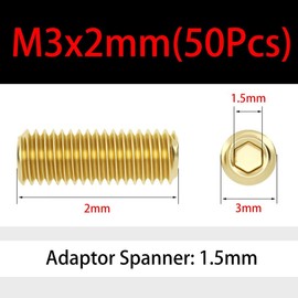 ORANXIN M3 x 2 mm 50 pieces hexagon socket grub screws, brass trophy point hex headless adjusting screws, all knob