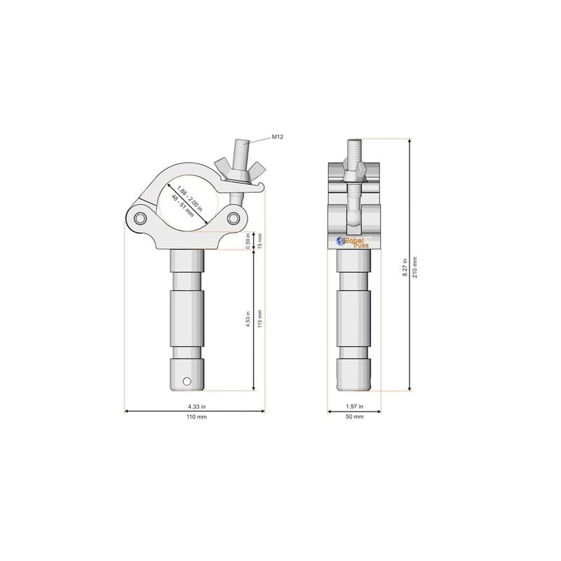 Global Truss 50mm Half Coupler Clamp With 28mm Spigot